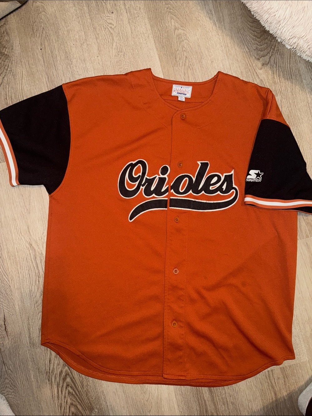 STARTER Orange and Black Orioles Button-Up Jersey